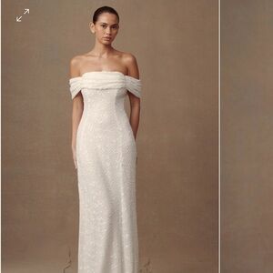 PRIYANKA Daisy Beaded Off Shoulder Wedding Gown - White